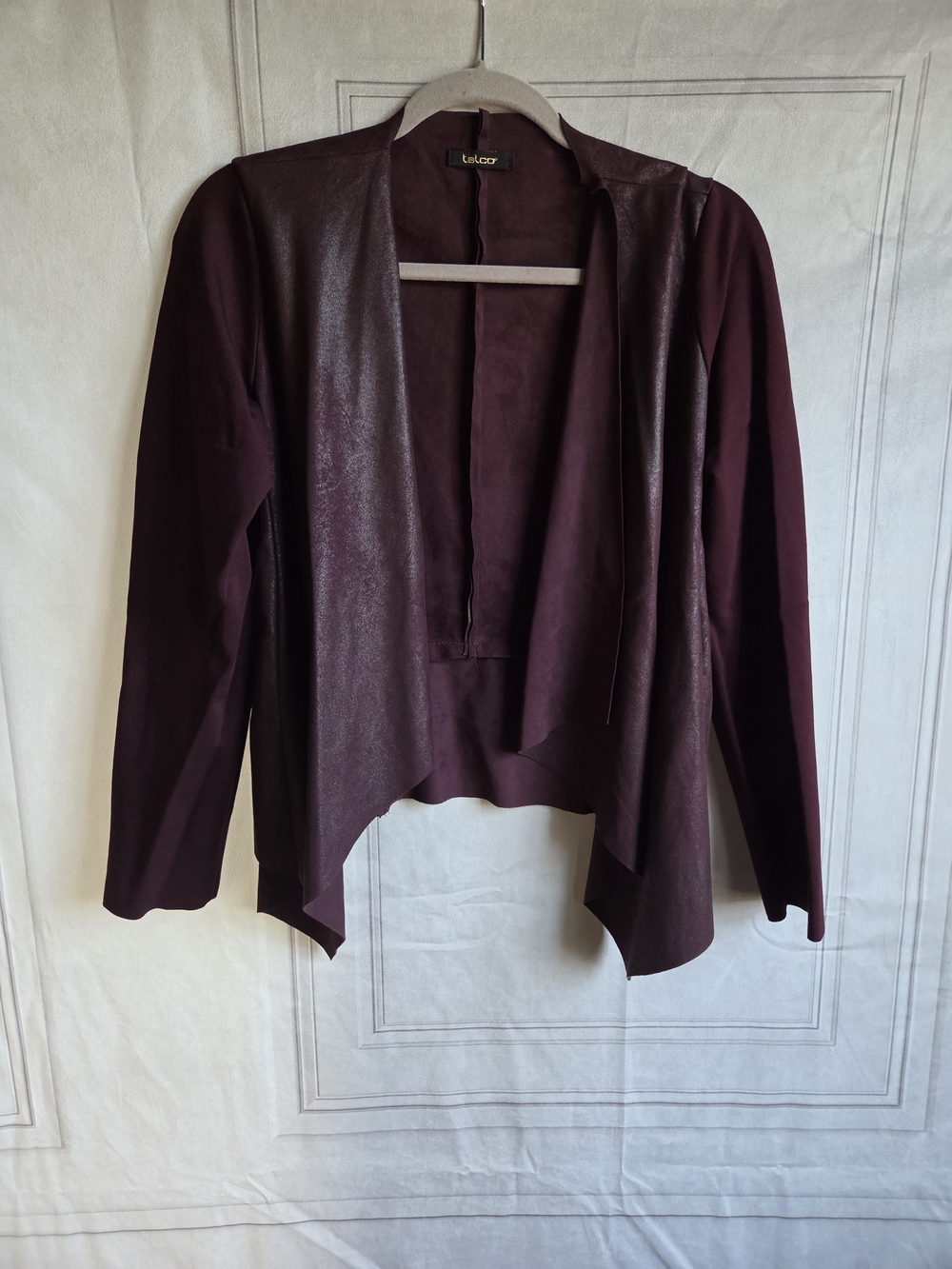 Talco Plum Open-Front Draped Jacket